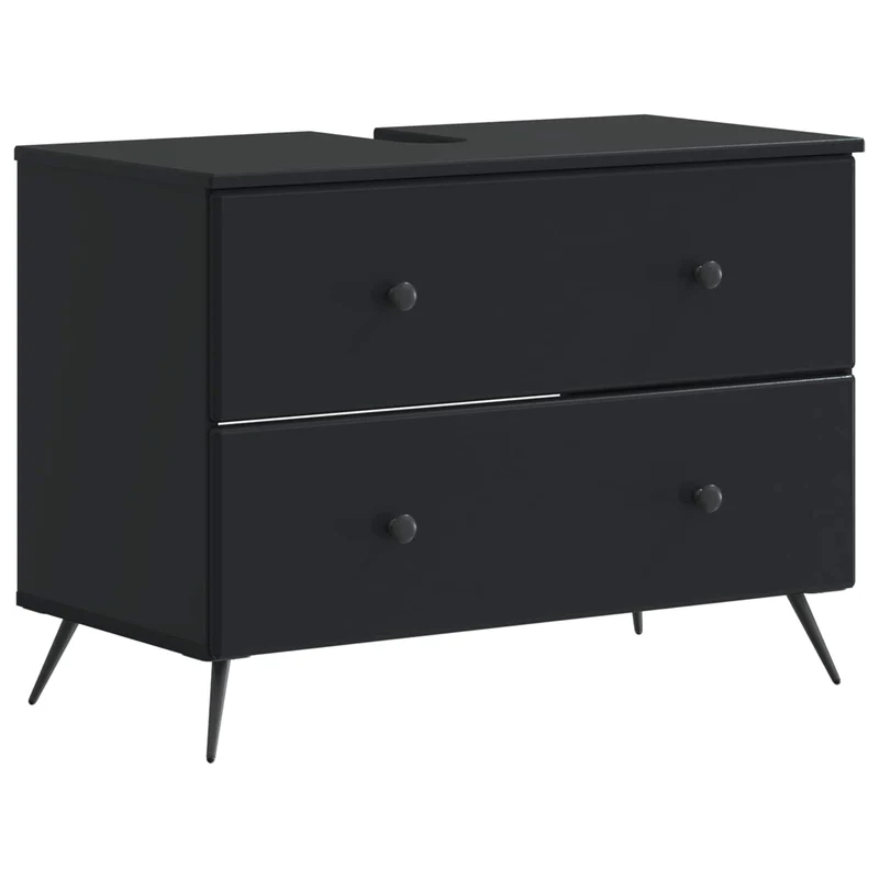 4 Piece Bathroom Cabinet Set BREDA Black Engineered Wood