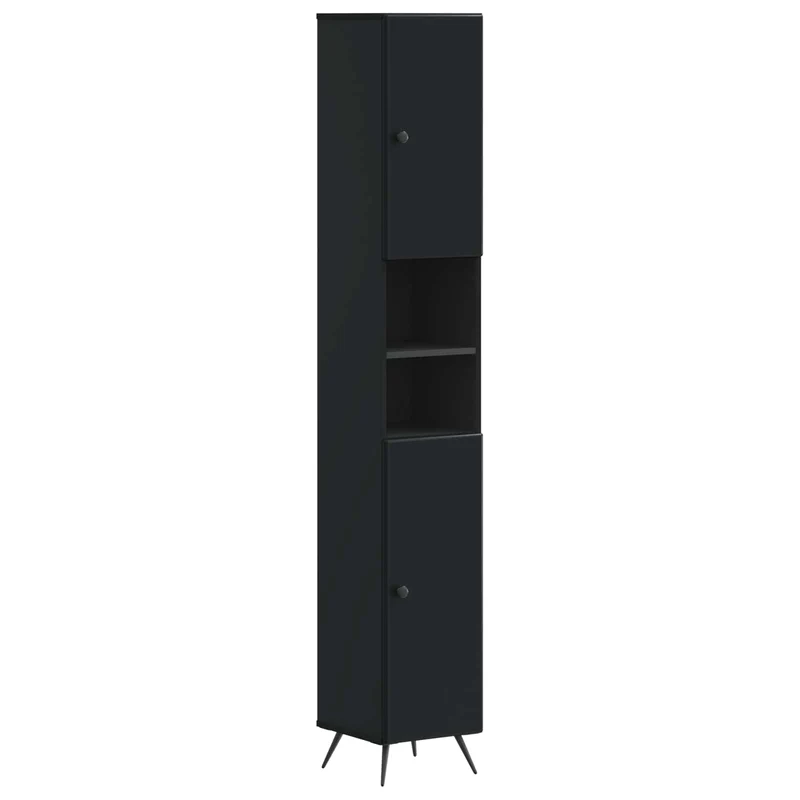 4 Piece Bathroom Cabinet Set BREDA Black Engineered Wood
