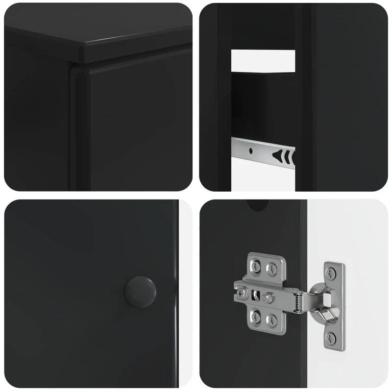 4 Piece Bathroom Cabinet Set BREDA Black Engineered Wood