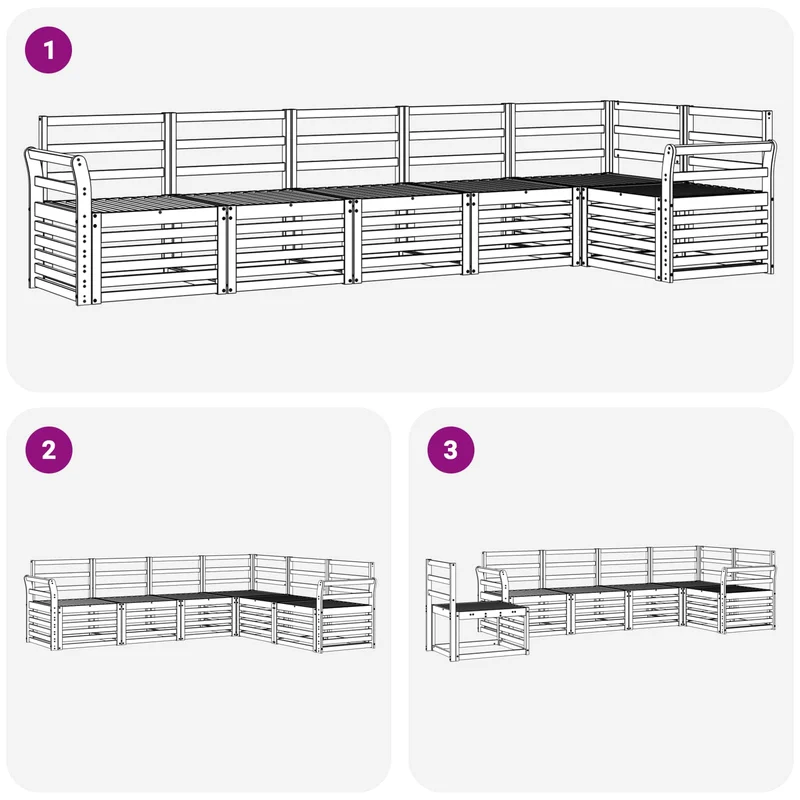 Outdoor Sofa Set 6 pcs White Solid Acacia Wood