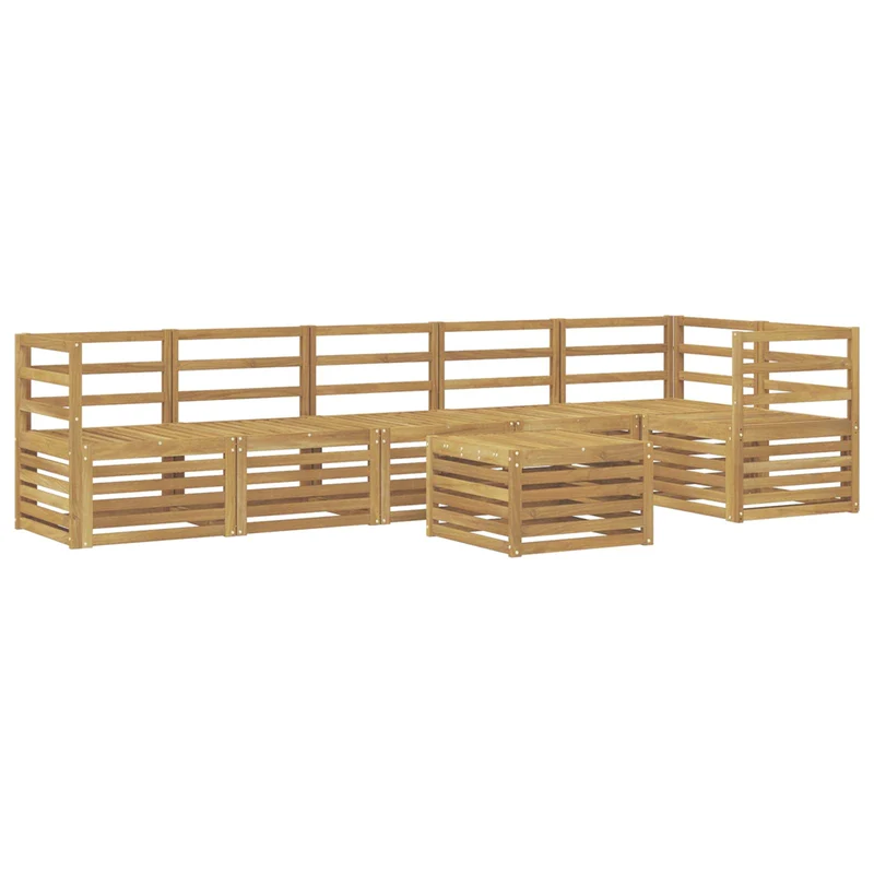 Outdoor Sofa Set 7 pcs White Solid Acacia Wood