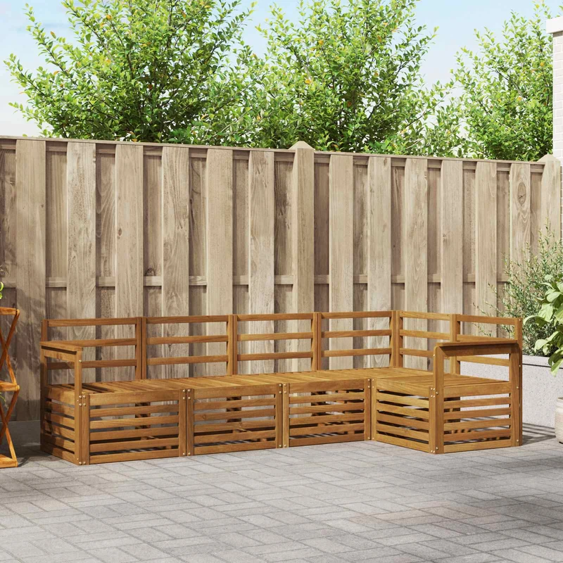 Outdoor Sofa Set 5 pcs Natural Polyester