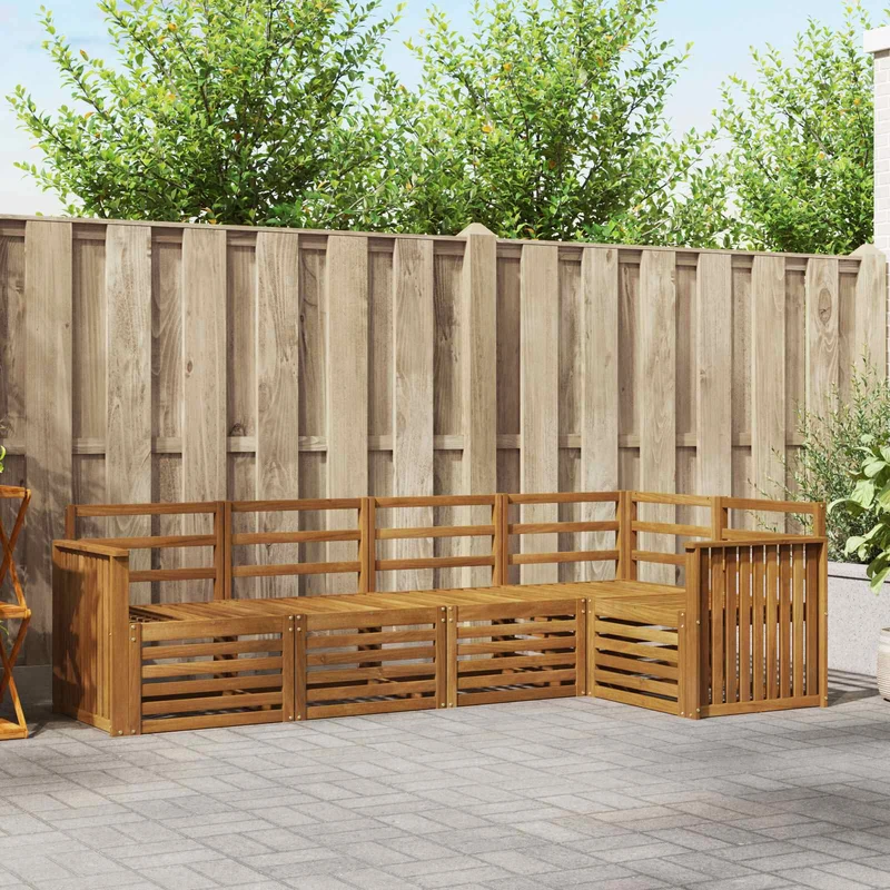 Outdoor Sofa Set 5 pcs Natural Polyester