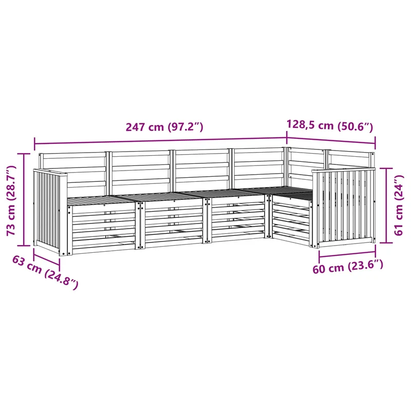 Outdoor Sofa Set 5 pcs Natural Polyester