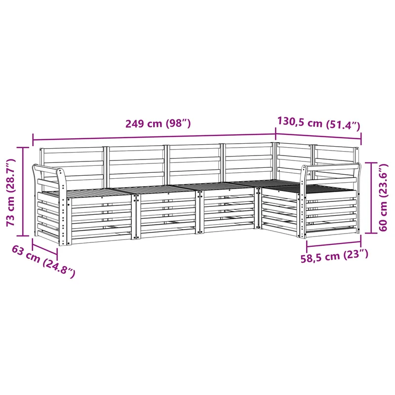 Outdoor Sofa Set 5 pcs Natural Polyester