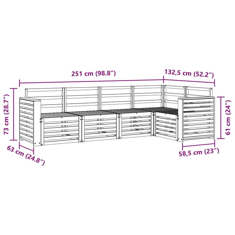 Outdoor Sofa Set 5 pcs Natural Polyester