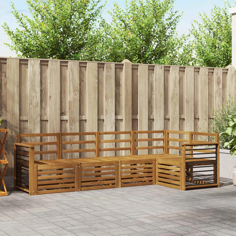 Outdoor Sofa Set 5 pcs Natural Polyester