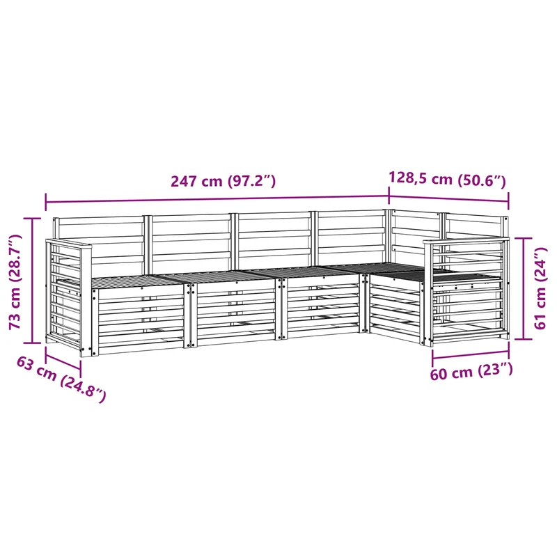 Outdoor Sofa Set 5 pcs Natural Polyester