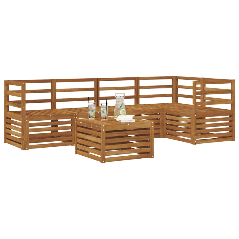 Outdoor Sofa Set 6 pcs Natural Polyester