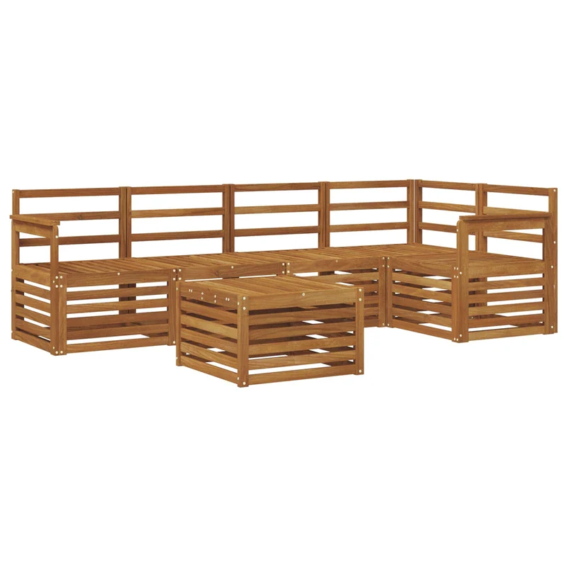 Outdoor Sofa Set 6 pcs Natural Polyester