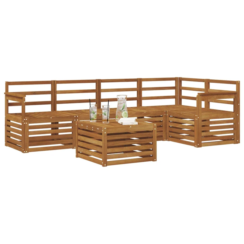 Outdoor Sofa Set 6 pcs Natural Polyester