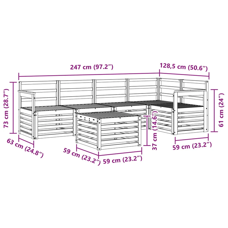 Outdoor Sofa Set 6 pcs Natural Polyester