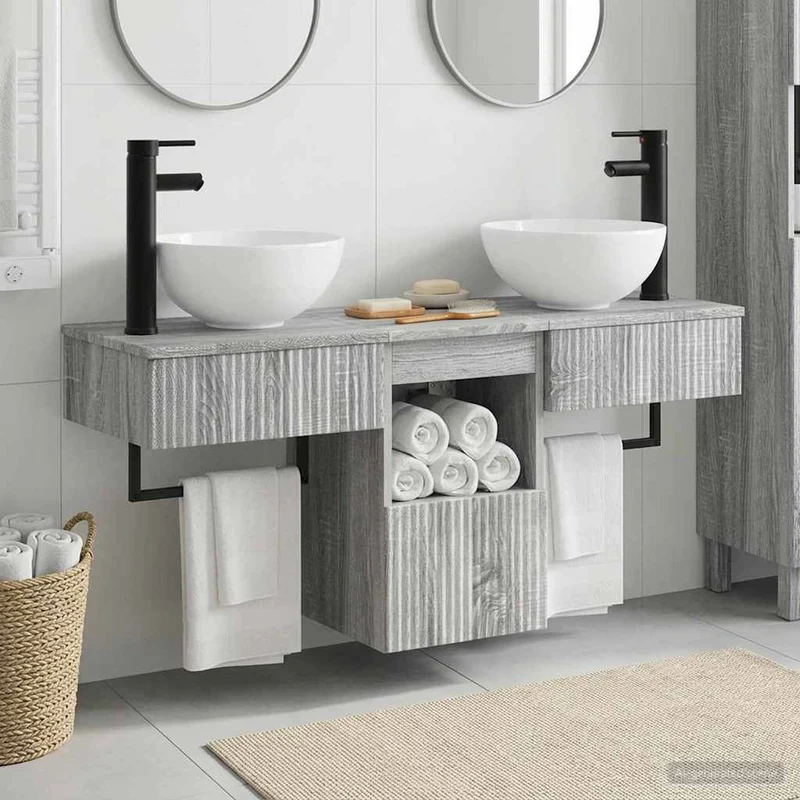 Bathroom Furniture Set 3 pcs Grey Sonoma Engineered Wood