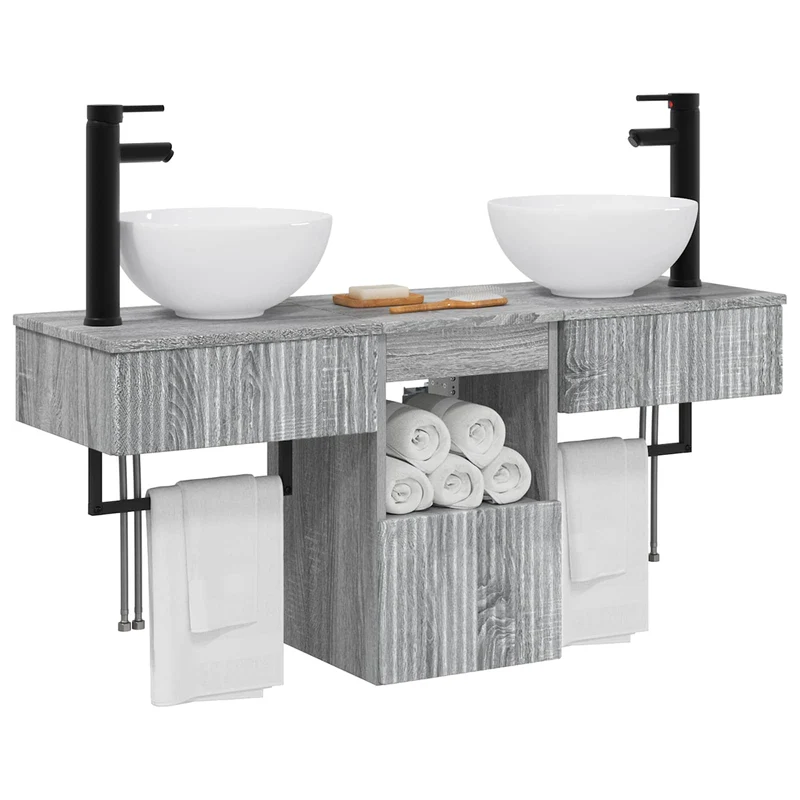 Bathroom Furniture Set 3 pcs Grey Sonoma Engineered Wood