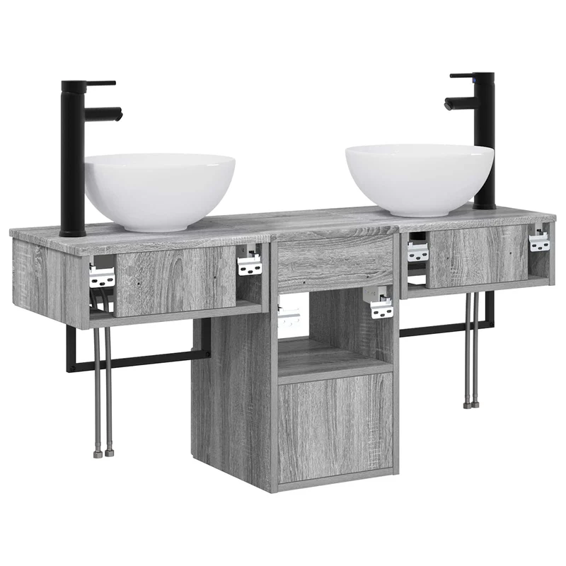 Bathroom Furniture Set 3 pcs Grey Sonoma Engineered Wood