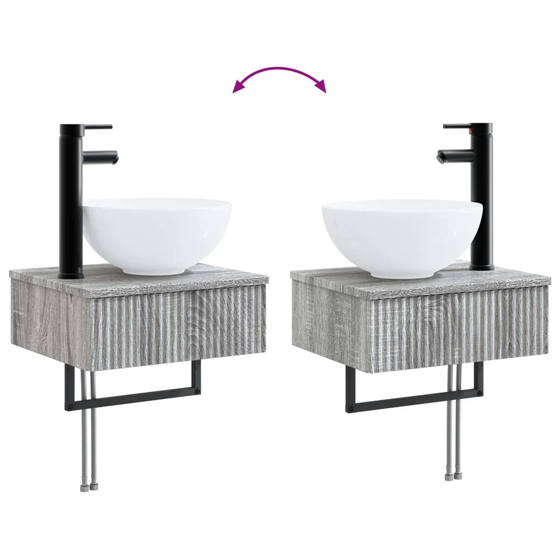 Bathroom Furniture Set 3 pcs Grey Sonoma Engineered Wood
