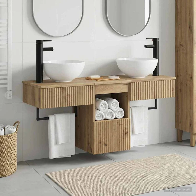 Bathroom Furniture Set 3 pcs Artisan Oak Engineered Wood