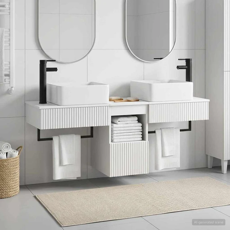Bathroom Furniture Set 3 pcs White Engineered Wood