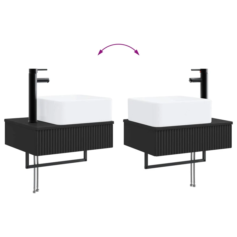 Bathroom Furniture Set 3 pcs Black Engineered Wood