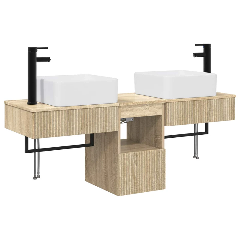 Bathroom Furniture Set 3 pcs Sonoma Oak Engineered Wood