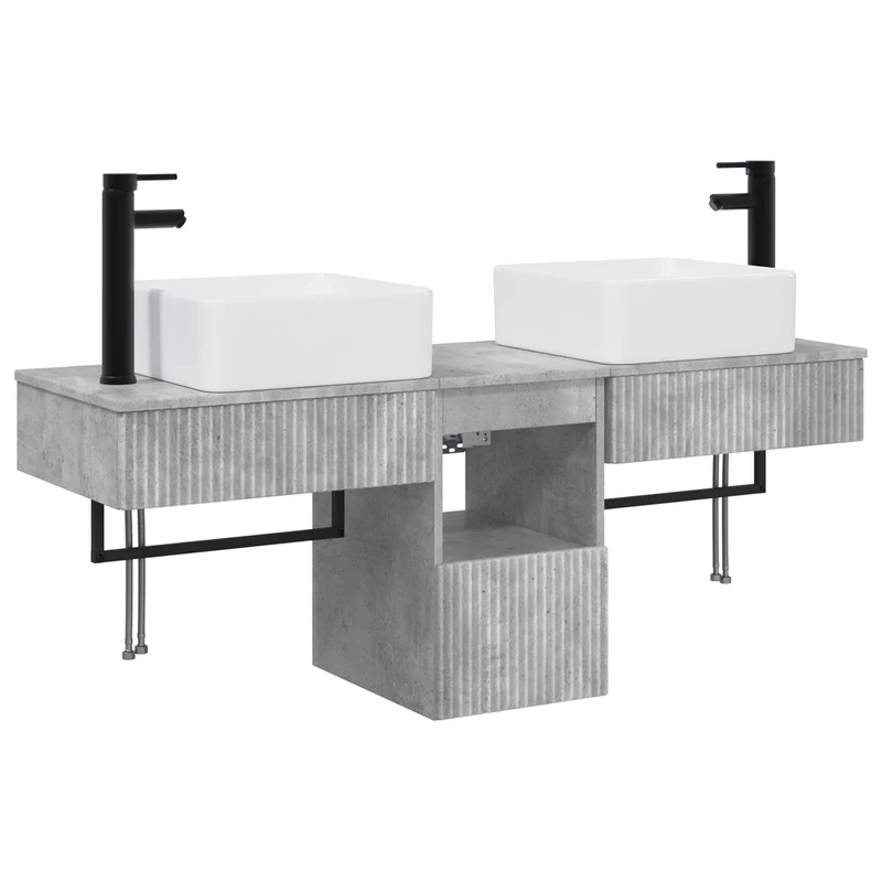 Bathroom Furniture Set 3 pcs Concrete Grey Engineered Wood