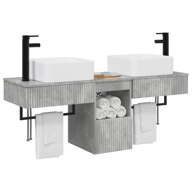 Bathroom Furniture Set 3 pcs Concrete Grey Engineered Wood