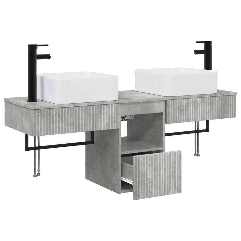 Bathroom Furniture Set 3 pcs Concrete Grey Engineered Wood
