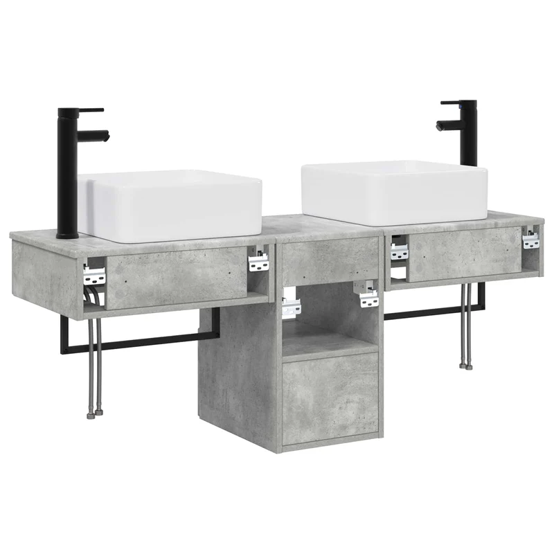 Bathroom Furniture Set 3 pcs Concrete Grey Engineered Wood