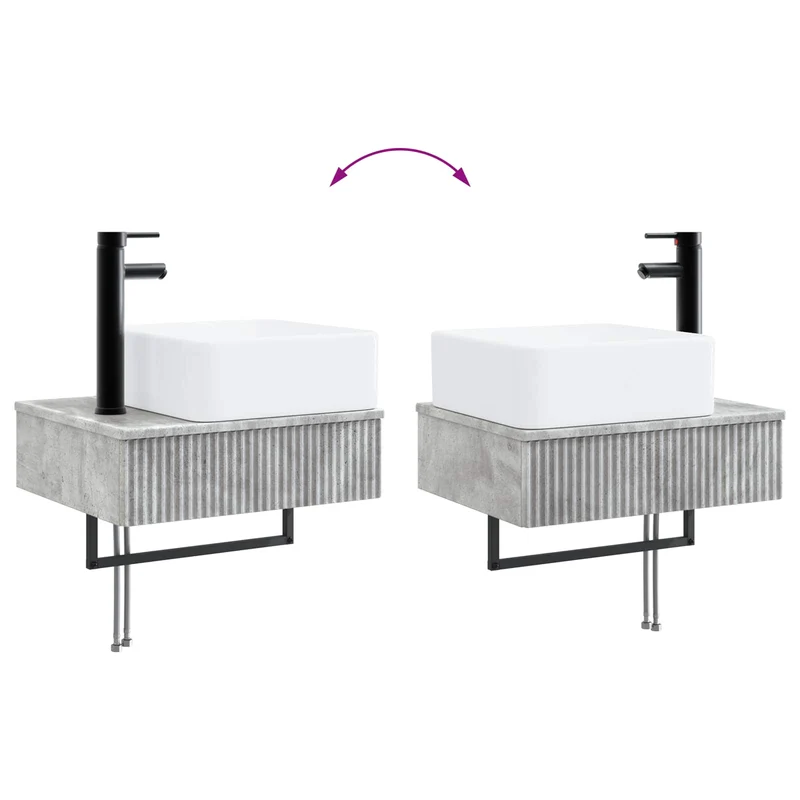 Bathroom Furniture Set 3 pcs Concrete Grey Engineered Wood