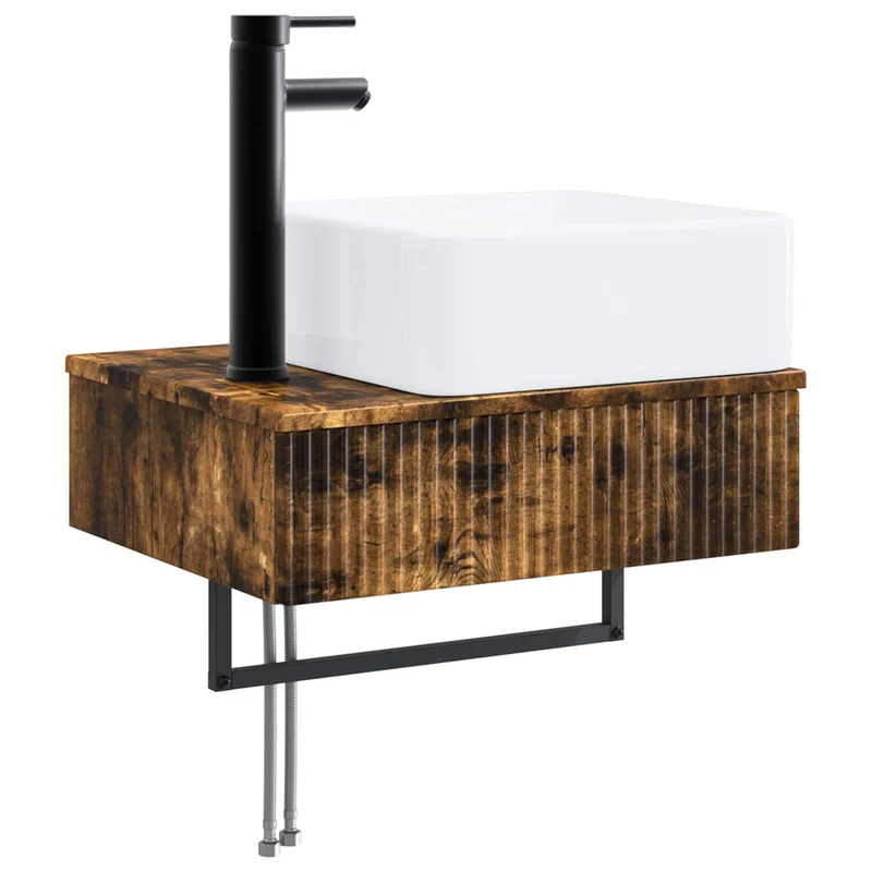 Bathroom Furniture Set 3 pcs Smoked Oak Engineered Wood