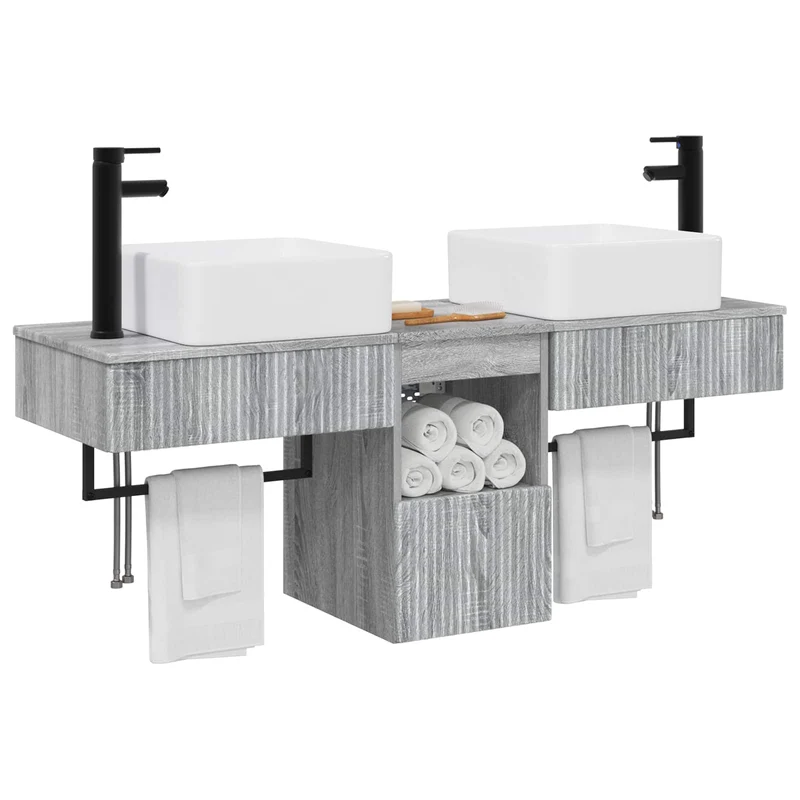 Bathroom Furniture Set 3 pcs Grey Sonoma Engineered Wood