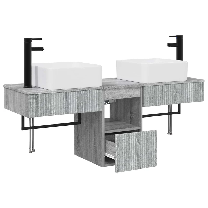 Bathroom Furniture Set 3 pcs Grey Sonoma Engineered Wood