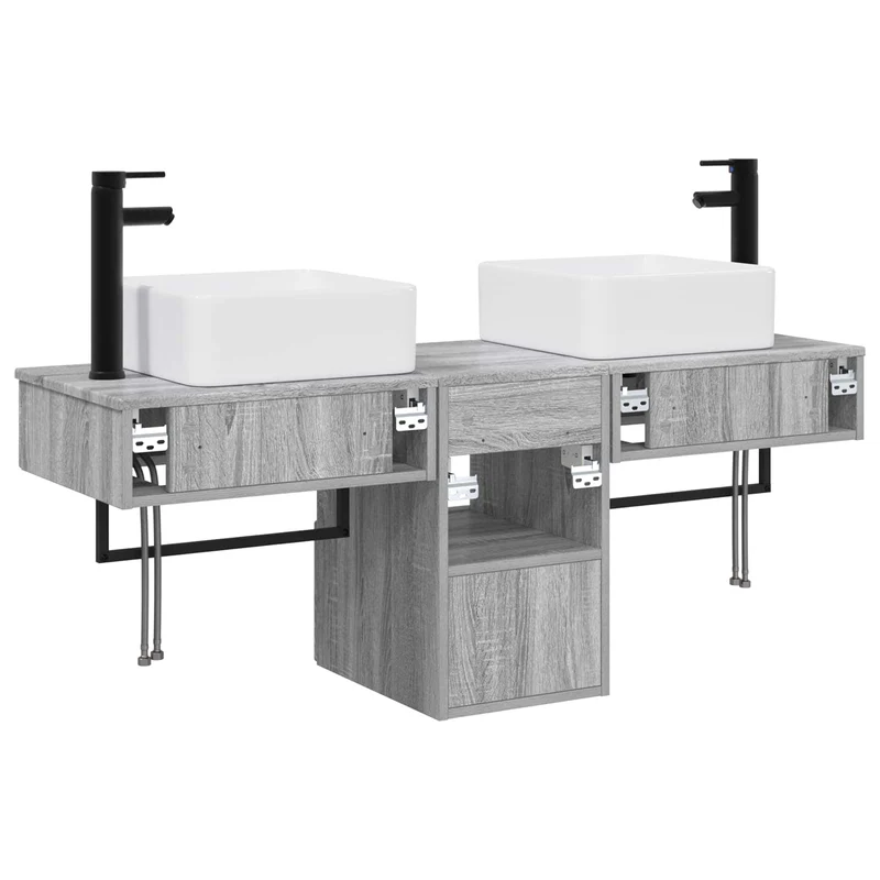 Bathroom Furniture Set 3 pcs Grey Sonoma Engineered Wood
