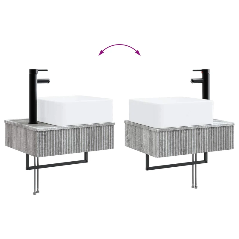 Bathroom Furniture Set 3 pcs Grey Sonoma Engineered Wood