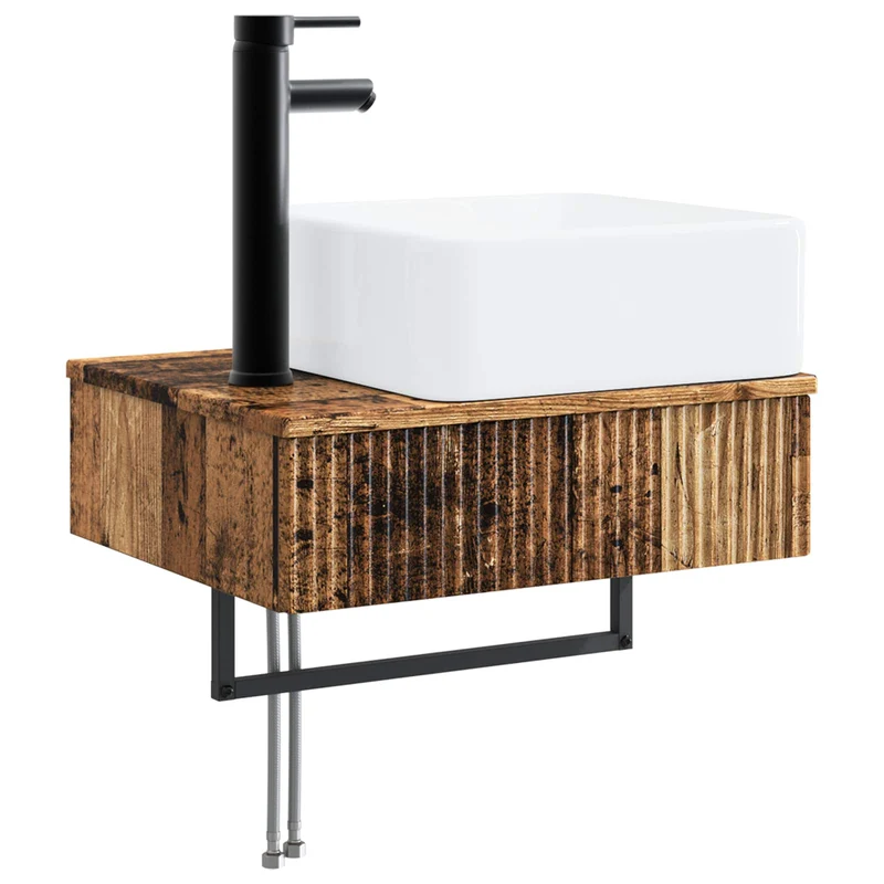 Bathroom Furniture Set 3 pcs Old Wood Engineered Wood