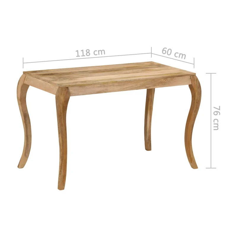 247113 vidaXL Dining Table 118x60x76 cm Solid Mango Wood
