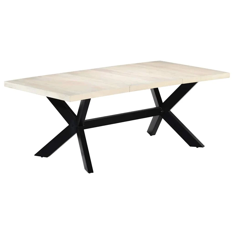 247428 vidaXL Dining Table White 200x100x75 cm Solid Mango Wood