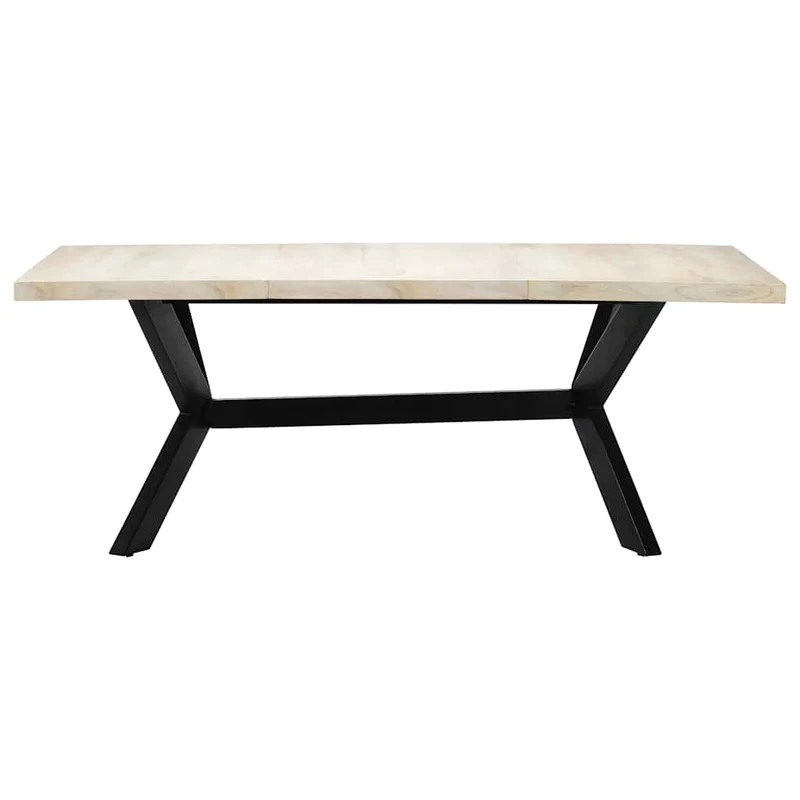 247428 vidaXL Dining Table White 200x100x75 cm Solid Mango Wood