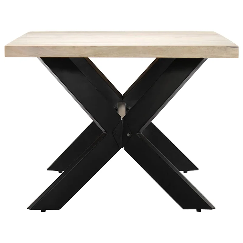 247428 vidaXL Dining Table White 200x100x75 cm Solid Mango Wood