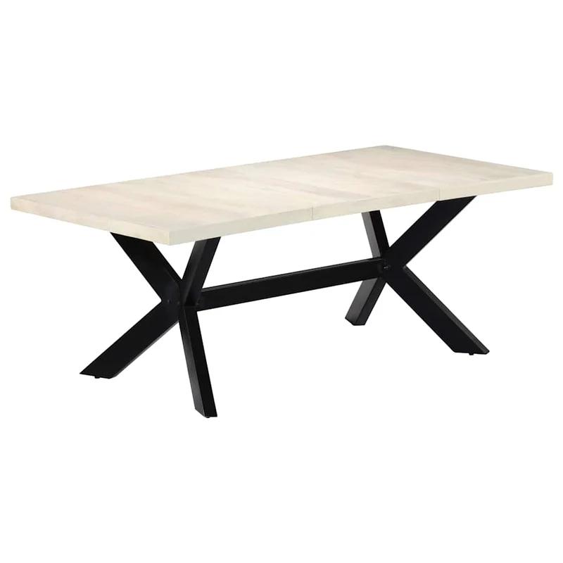 247428 vidaXL Dining Table White 200x100x75 cm Solid Mango Wood