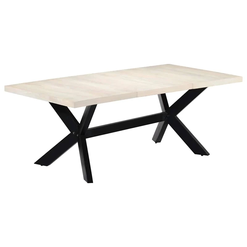247428 vidaXL Dining Table White 200x100x75 cm Solid Mango Wood