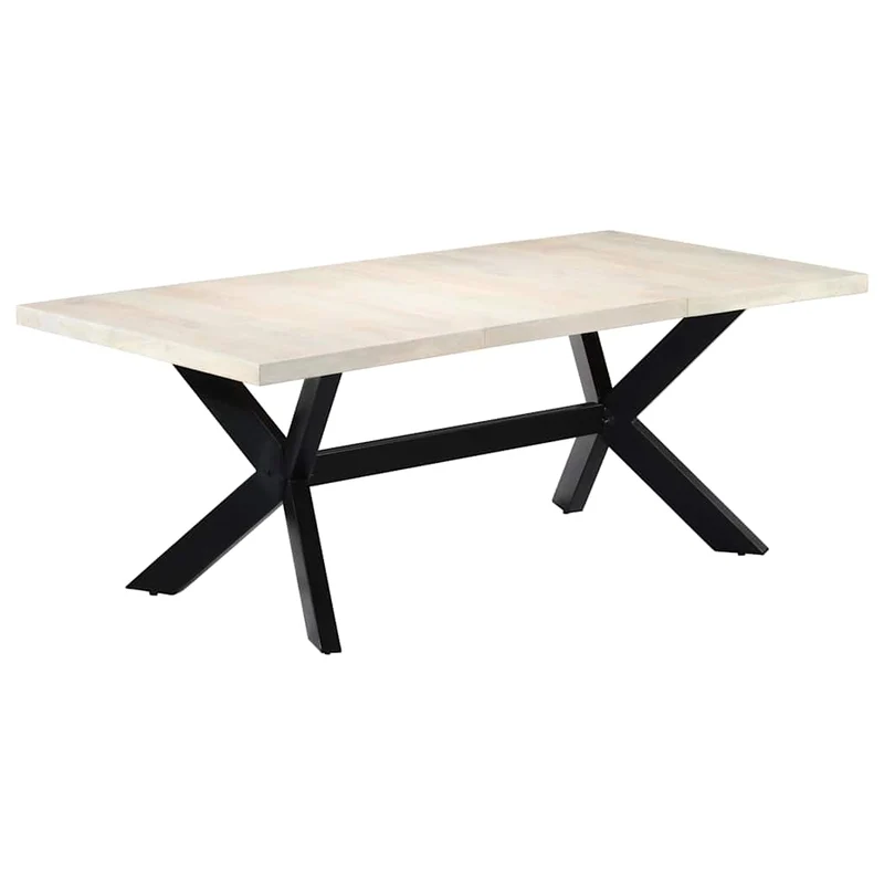 247428 vidaXL Dining Table White 200x100x75 cm Solid Mango Wood