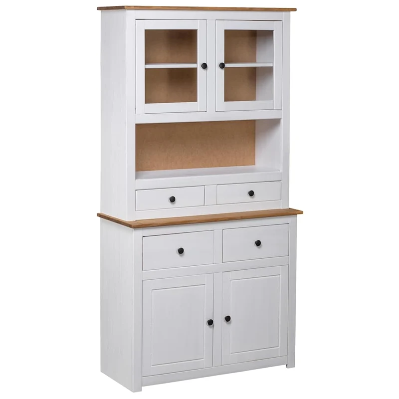 282702 vidaXL Highboard White 93x40,5x180 cm Solid Pine Panama Range