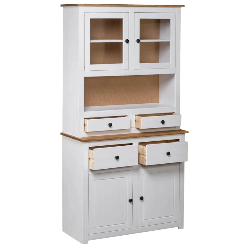 282702 vidaXL Highboard White 93x40,5x180 cm Solid Pine Panama Range