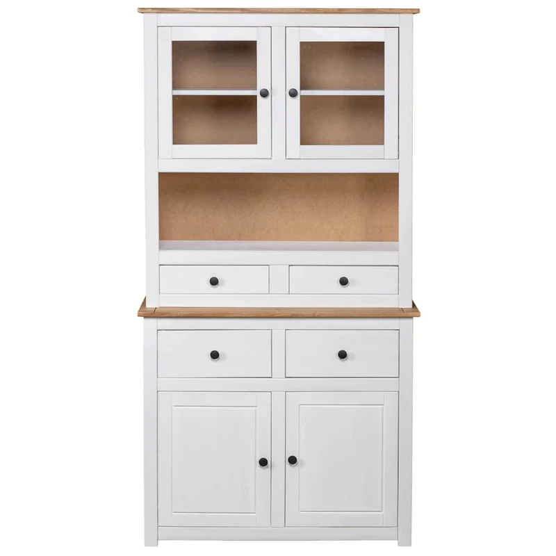 282702 vidaXL Highboard White 93x40,5x180 cm Solid Pine Panama Range