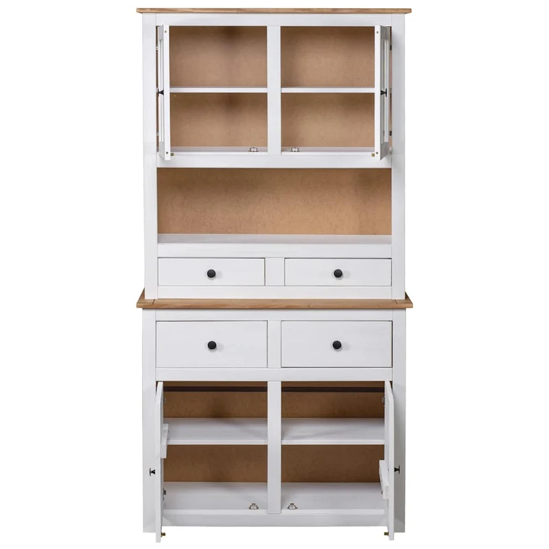 282702 vidaXL Highboard White 93x40,5x180 cm Solid Pine Panama Range