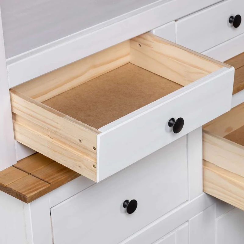 282702 vidaXL Highboard White 93x40,5x180 cm Solid Pine Panama Range