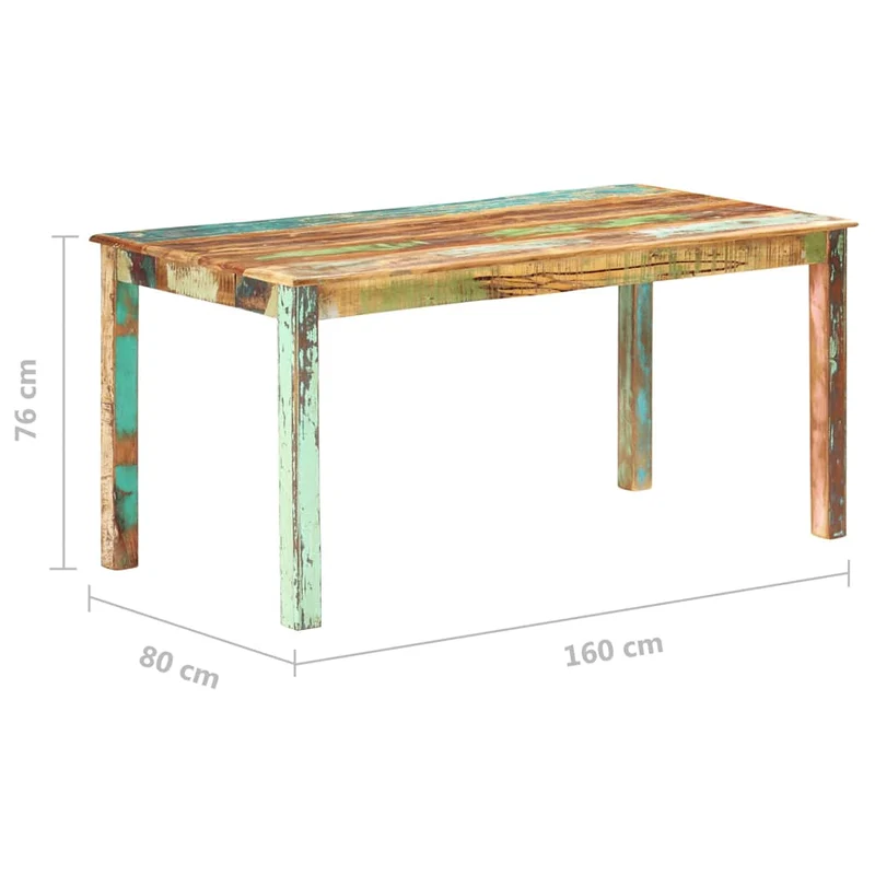 285931 vidaXL Dining Table Solid Reclaimed Wood 160x80x76 cm
