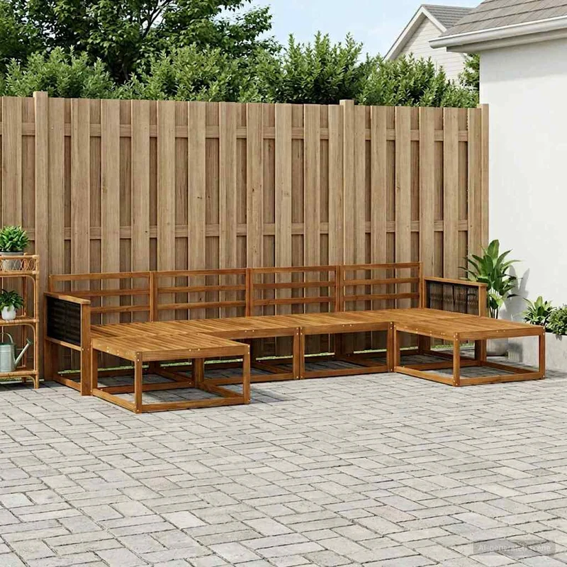 Outdoor Sofa Set 6 pcs Natural Solid Acacia Wood