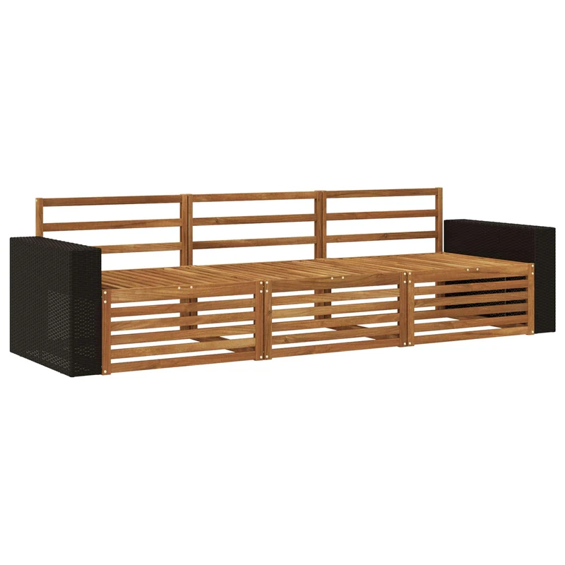 Outdoor Sofa Set 3 pcs Natural Solid Acacia Wood